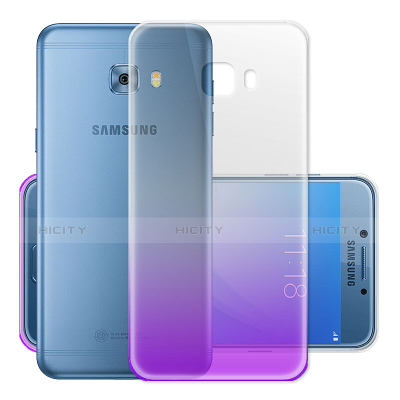 Silikon Hülle Ultra Dünn Schutzhülle Durchsichtig Farbverlauf für Samsung Galaxy C5 Pro C5010 Violett groß