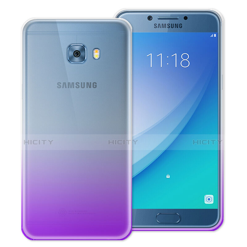 Silikon Hülle Ultra Dünn Schutzhülle Durchsichtig Farbverlauf für Samsung Galaxy C5 Pro C5010 Violett groß