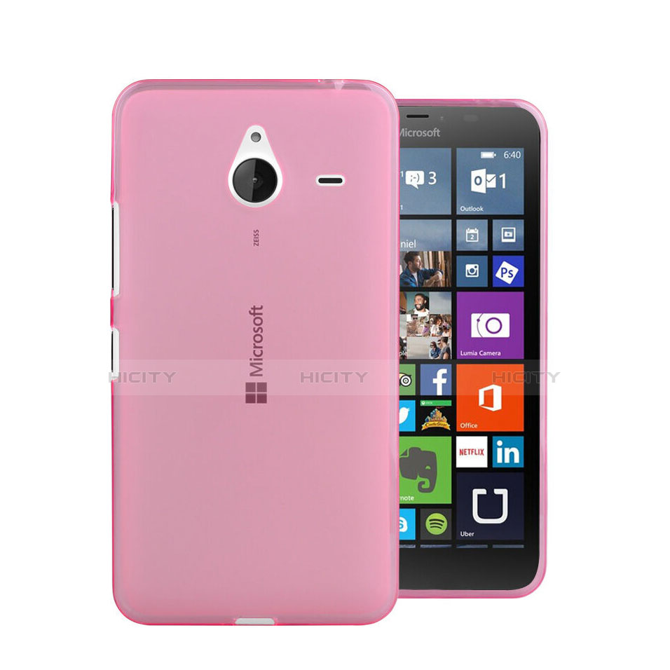 Silikon Hülle Ultra Dünn Schutzhülle Durchsichtig Transparent für Microsoft Lumia 640 XL Lte Rosa