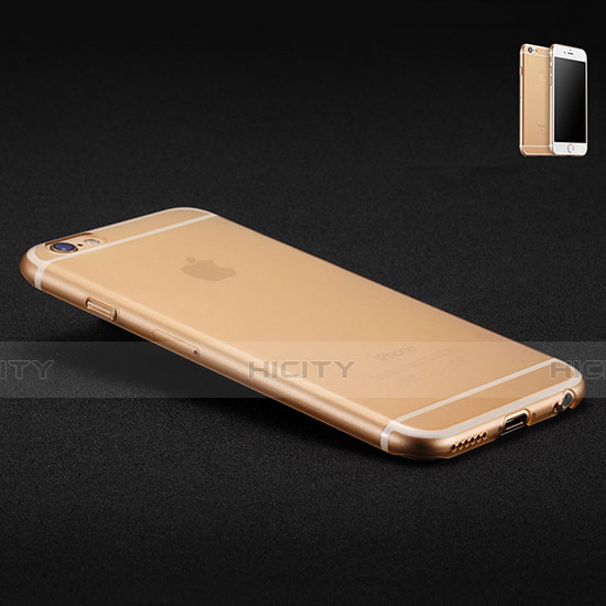 Silikon Hülle Ultra Dünn Schutzhülle Durchsichtig Transparent Matt für Apple iPhone 6S Gold groß