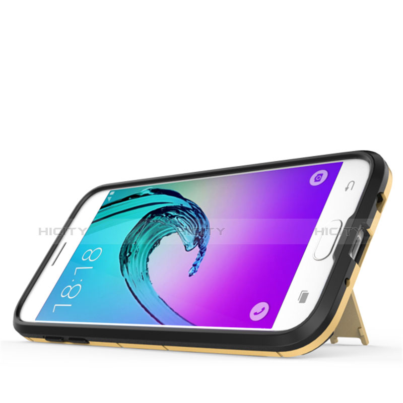 Silikon Hülle und Kunststoff Schutzhülle mit Ständer für Samsung Galaxy J5 (2017) Duos J530F Gold