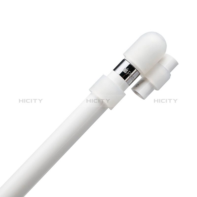 Silikon Kappenhalter Bleistift Nib Hülle Kabeladapter Tether-Kits Anti-Verloren P02 für Apple Pencil Weiß