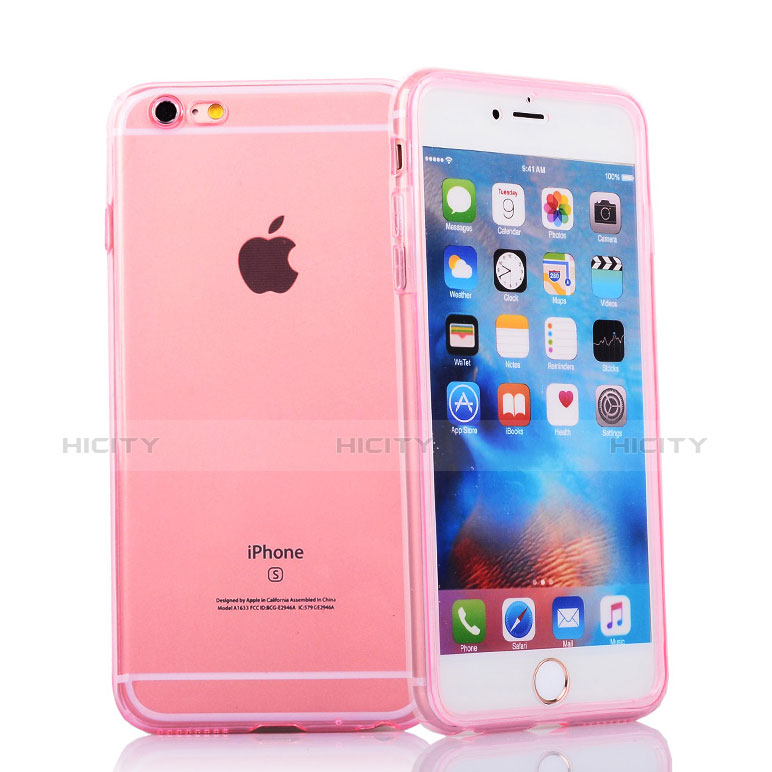 Silikon Schutzhülle Flip Hülle Durchsichtig Transparent für Apple iPhone 6S Rosa Plus