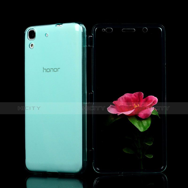 Silikon Schutzhülle Flip Tasche Durchsichtig Transparent für Huawei Honor 4A Blau