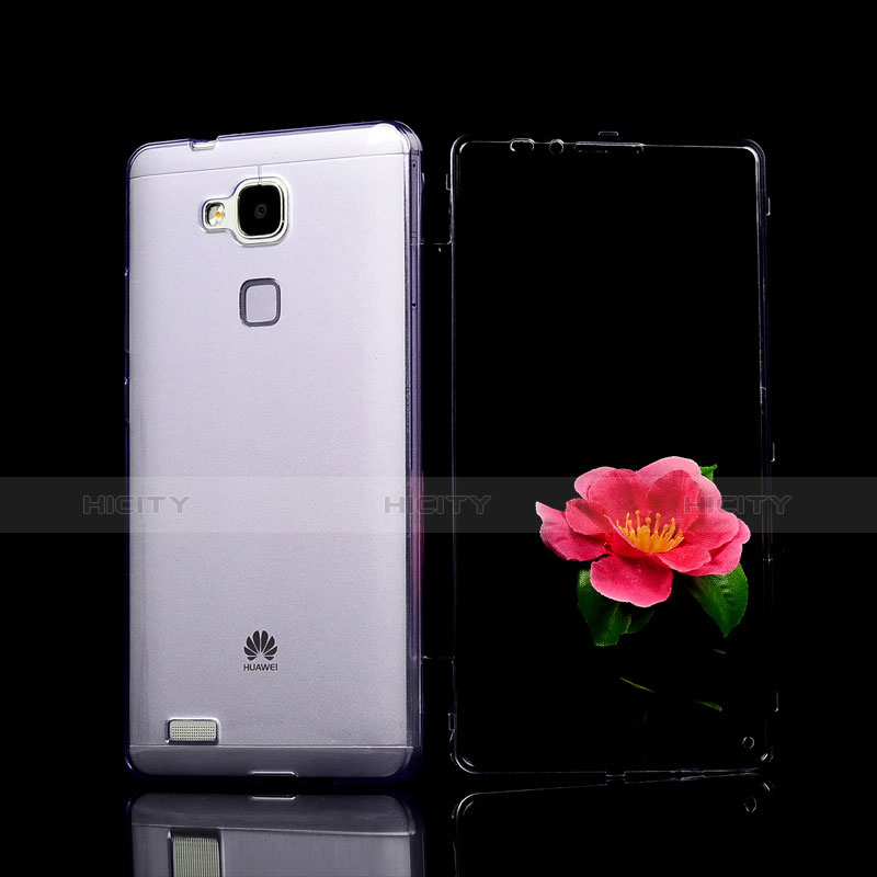 Silikon Schutzhülle Flip Tasche Durchsichtig Transparent für Huawei Mate 7 Violett