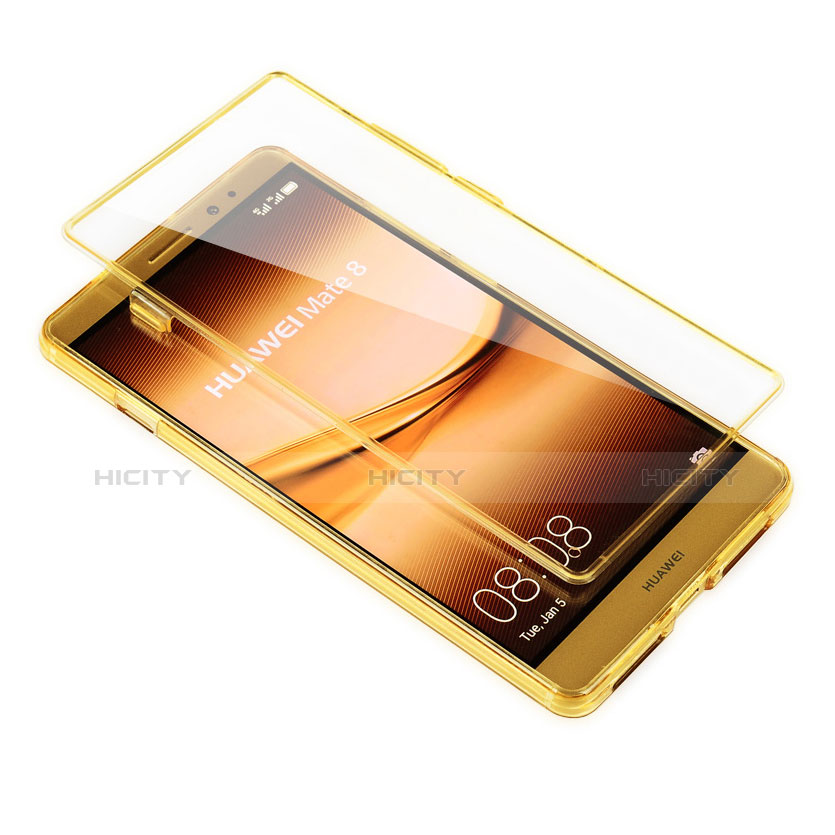 Silikon Schutzhülle Flip Tasche Durchsichtig Transparent für Huawei Mate 8 Gold