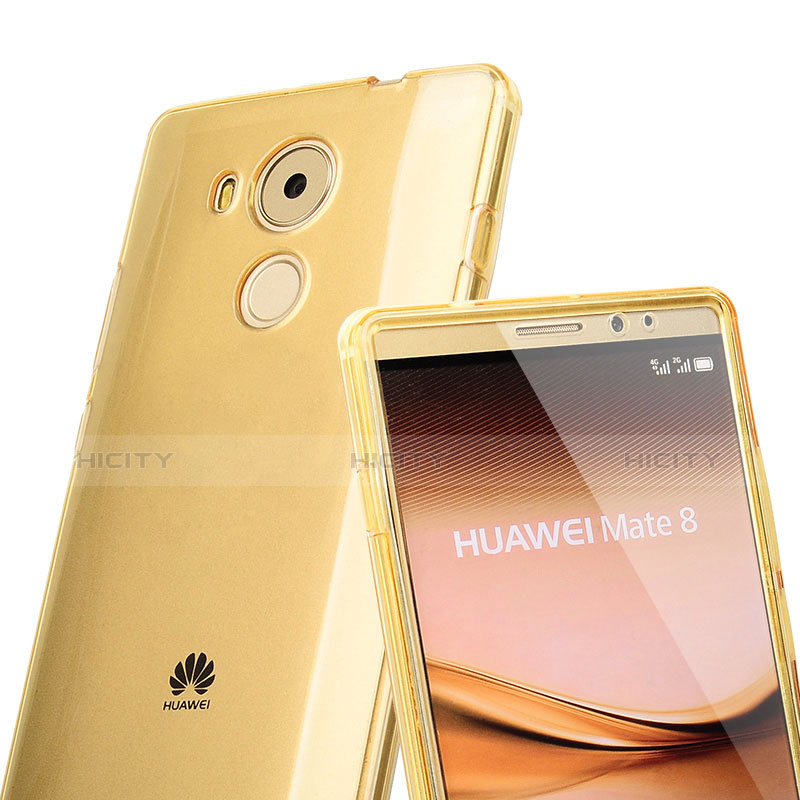 Silikon Schutzhülle Flip Tasche Durchsichtig Transparent für Huawei Mate 8 Gold