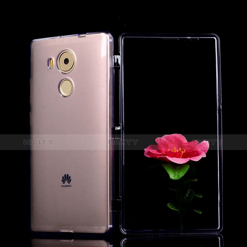 Silikon Schutzhülle Flip Tasche Durchsichtig Transparent für Huawei Mate 8 Rosa