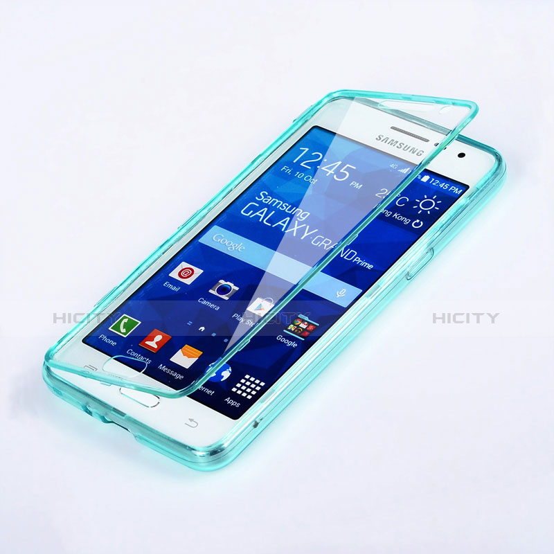 Silikon Schutzhülle Flip Tasche Durchsichtig Transparent für Samsung Galaxy Grand Prime 4G G531F Duos TV Hellblau