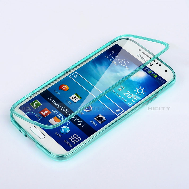 Silikon Schutzhülle Flip Tasche Durchsichtig Transparent für Samsung Galaxy S4 IV Advance i9500 Hellblau