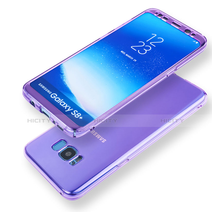 Silikon Schutzhülle Flip Tasche Durchsichtig Transparent für Samsung Galaxy S8 Plus Violett