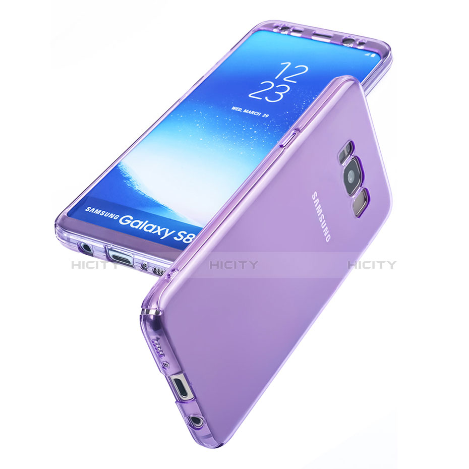 Silikon Schutzhülle Flip Tasche Durchsichtig Transparent für Samsung Galaxy S8 Plus Violett