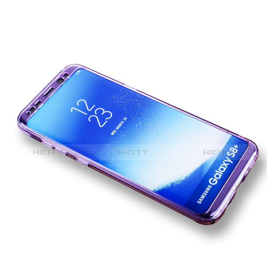 Silikon Schutzhülle Flip Tasche Durchsichtig Transparent für Samsung Galaxy S8 Plus Violett