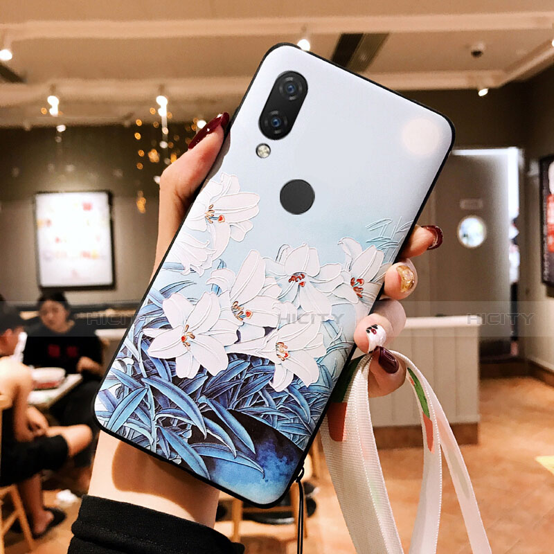 Silikon Schutzhülle Gummi Tasche Blumen für Huawei Nova 3e Weiß