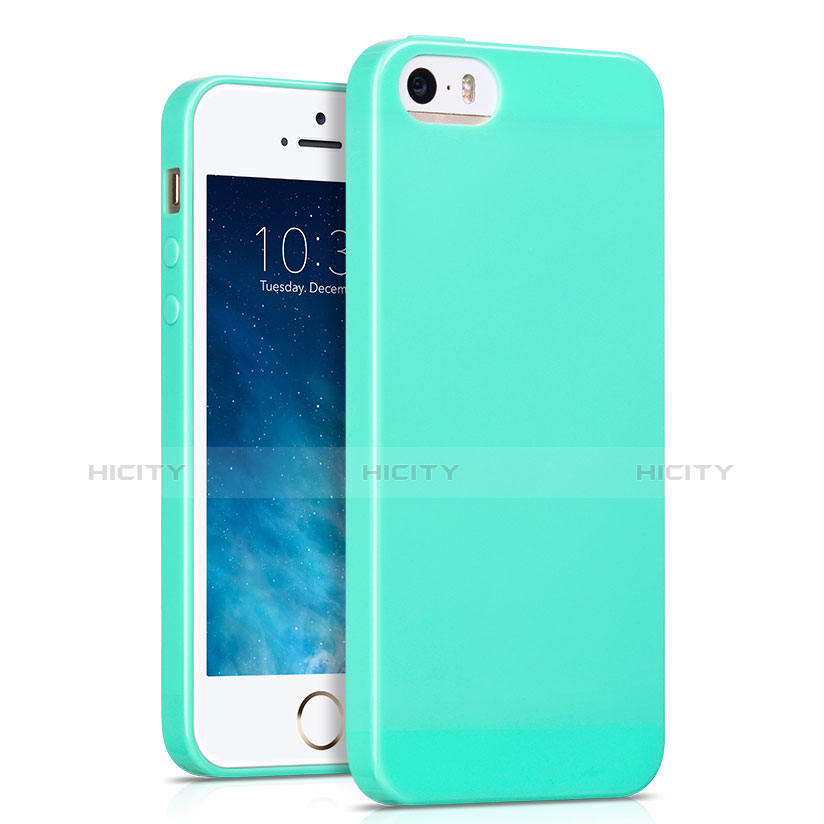 Silikon Schutzhülle Gummi Tasche für Apple iPhone 5S Cyan