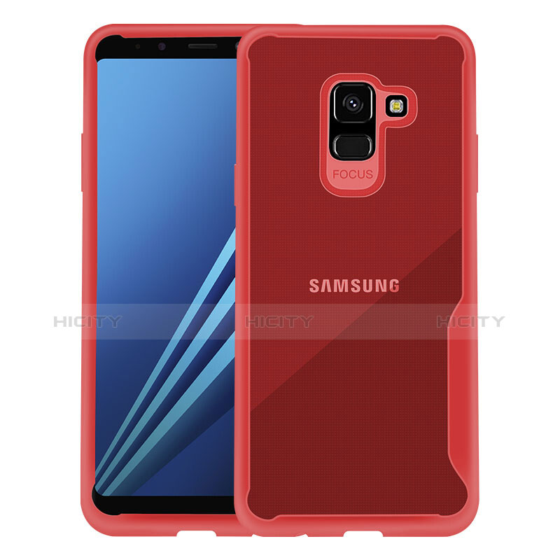 Silikon Schutzhülle Rahmen Tasche Durchsichtig Transparent für Samsung Galaxy A8+ A8 Plus (2018) A730F Rot