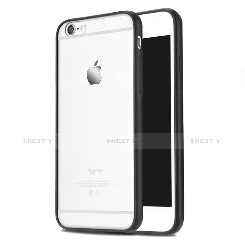 Silikon Schutzhülle Rahmen Tasche Durchsichtig Transparent Matt für Apple iPhone 6 Plus Schwarz