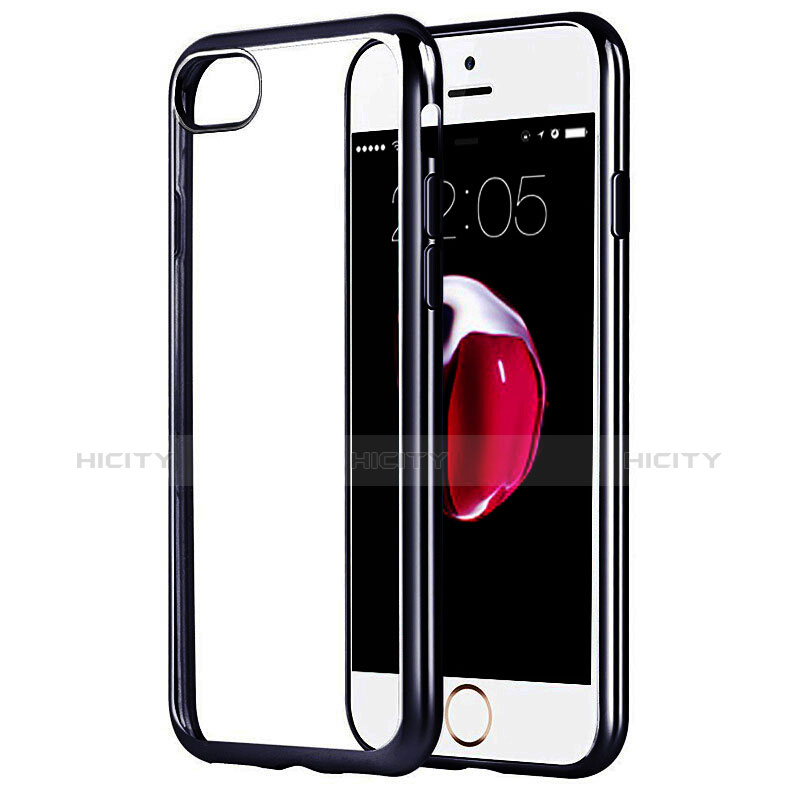 Silikon Schutzhülle Rahmen Tasche Durchsichtig Transparent Matt für Apple iPhone 7 Schwarz