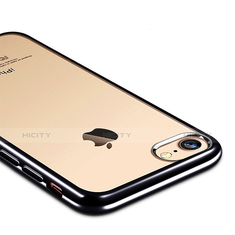 Silikon Schutzhülle Rahmen Tasche Durchsichtig Transparent Matt für Apple iPhone 7 Schwarz