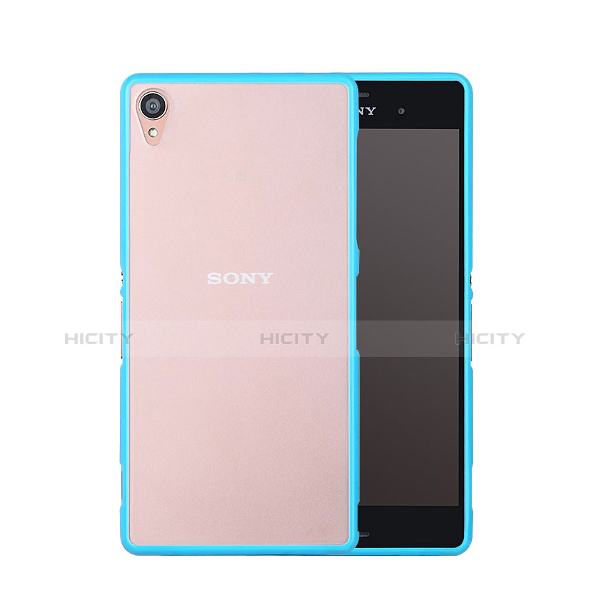 Silikon Schutzhülle Rahmen Tasche Durchsichtig Transparent Matt für Sony Xperia Z3 Hellblau groß