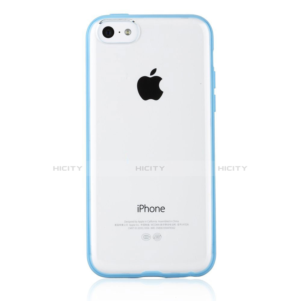 Silikon Schutzhülle Rahmen Tasche Durchsichtig Transparent Matt T01 für Apple iPhone 5C Hellblau