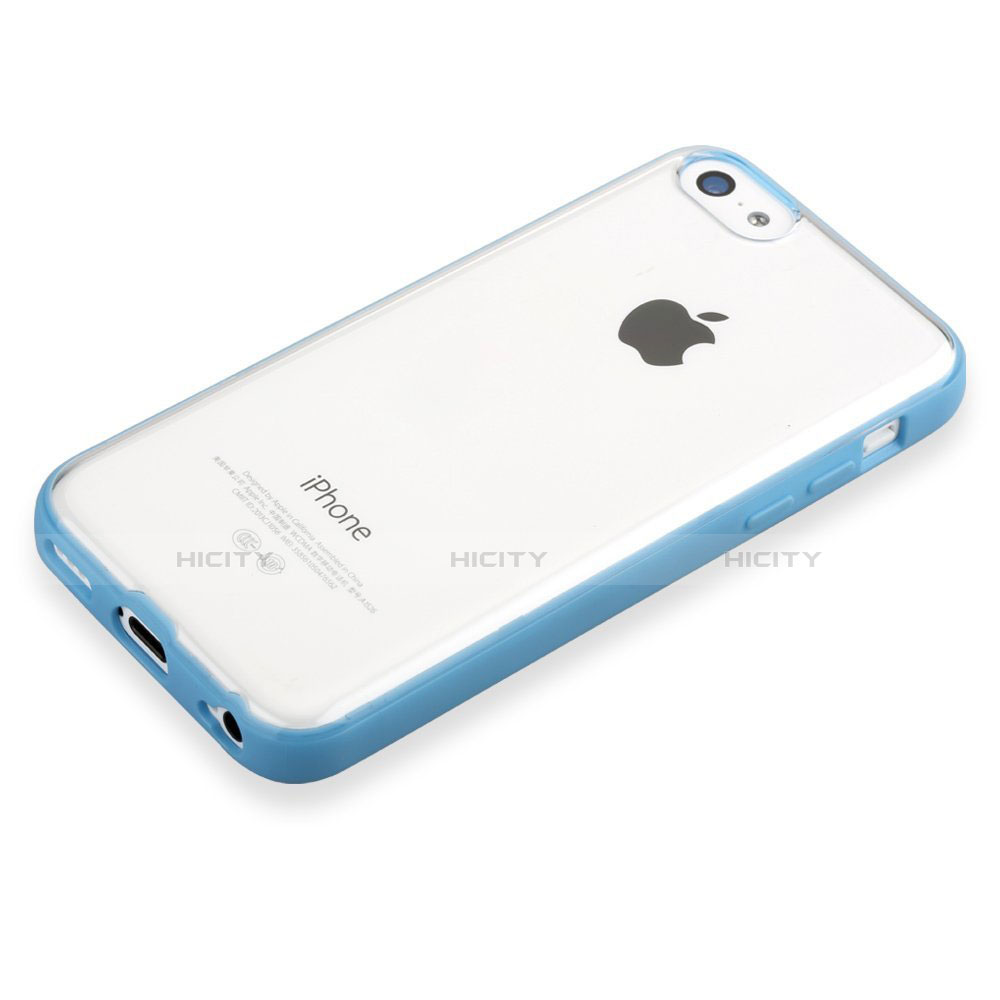 Silikon Schutzhülle Rahmen Tasche Durchsichtig Transparent Matt T01 für Apple iPhone 5C Hellblau