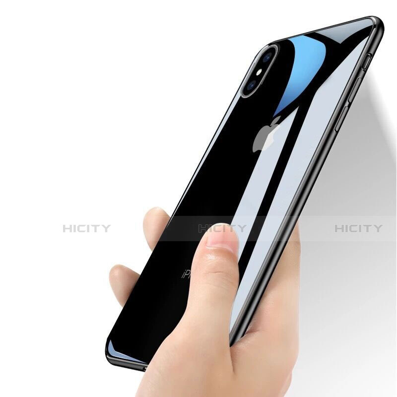 Silikon Schutzhülle Rahmen Tasche Durchsichtig Transparent Spiegel für Apple iPhone X Schwarz