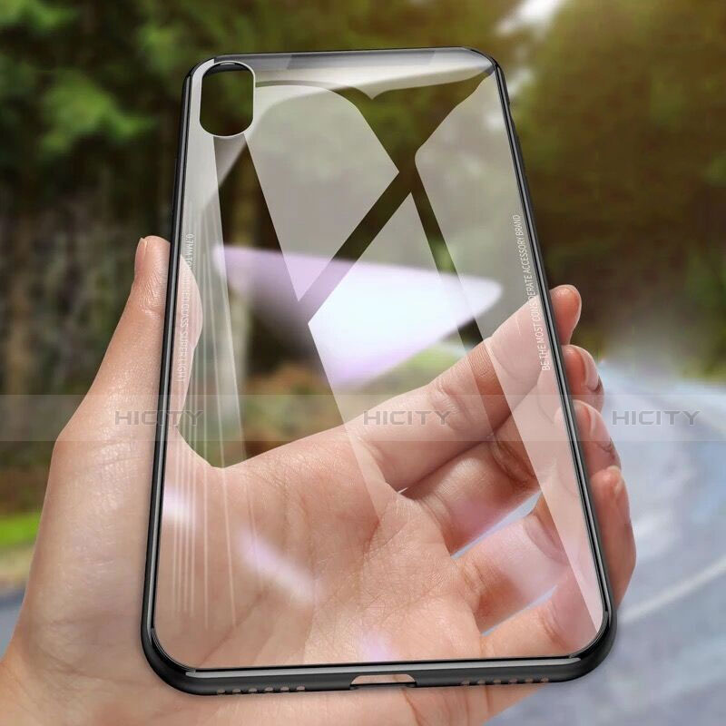 Silikon Schutzhülle Rahmen Tasche Durchsichtig Transparent Spiegel für Apple iPhone X Schwarz