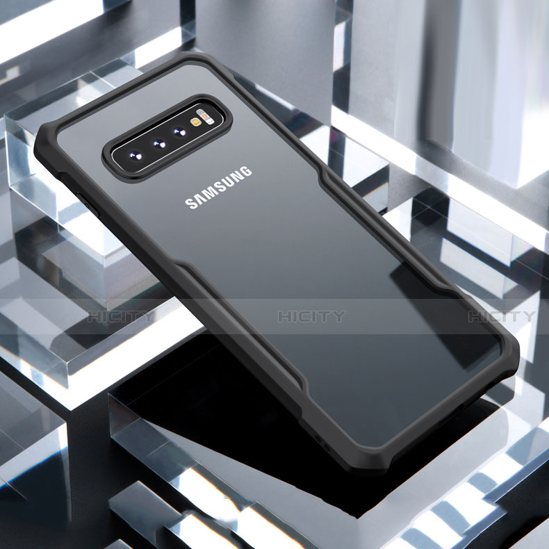 Silikon Schutzhülle Rahmen Tasche Durchsichtig Transparent Spiegel für Samsung Galaxy S10 5G Schwarz groß