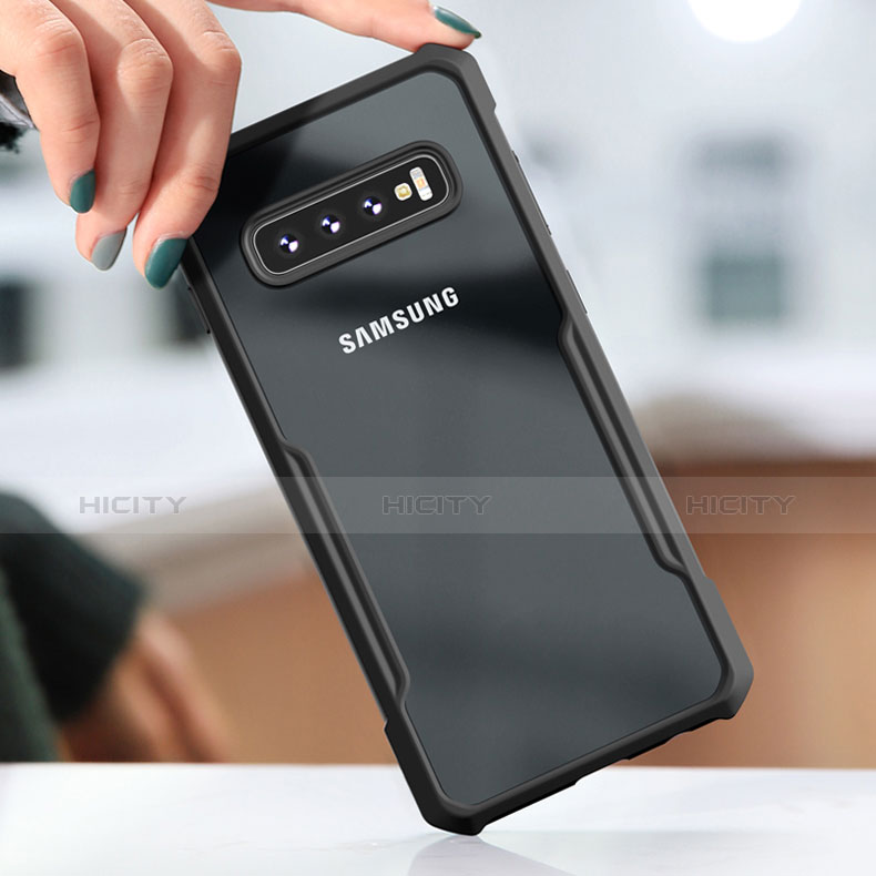 Silikon Schutzhülle Rahmen Tasche Durchsichtig Transparent Spiegel für Samsung Galaxy S10 Schwarz