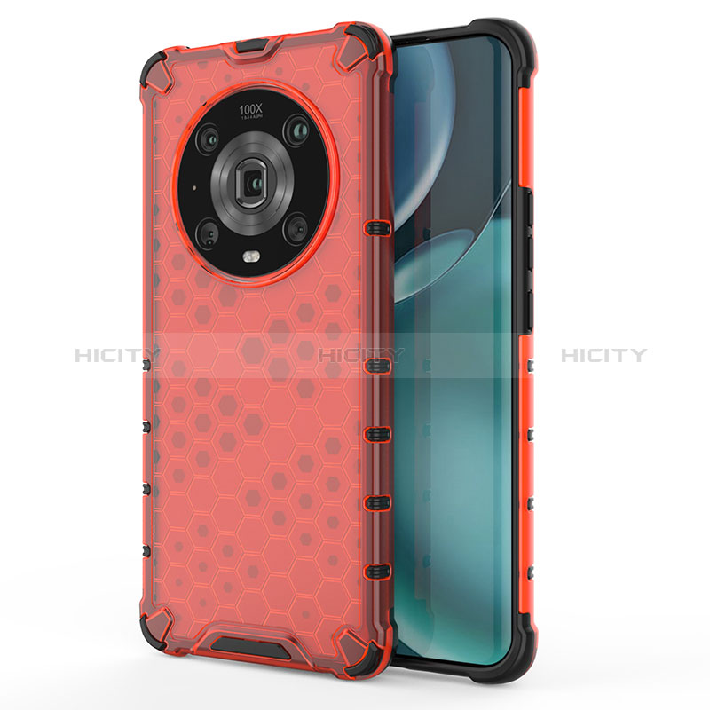 Silikon Schutzhülle Rahmen Tasche Hülle Durchsichtig Transparent 360 Grad Ganzkörper AM1 für Huawei Honor Magic4 Pro 5G Rot