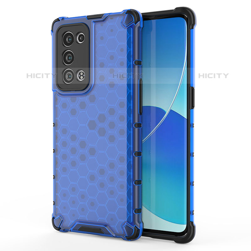 Silikon Schutzhülle Rahmen Tasche Hülle Durchsichtig Transparent 360 Grad Ganzkörper AM1 für Oppo Reno6 Pro 5G Blau