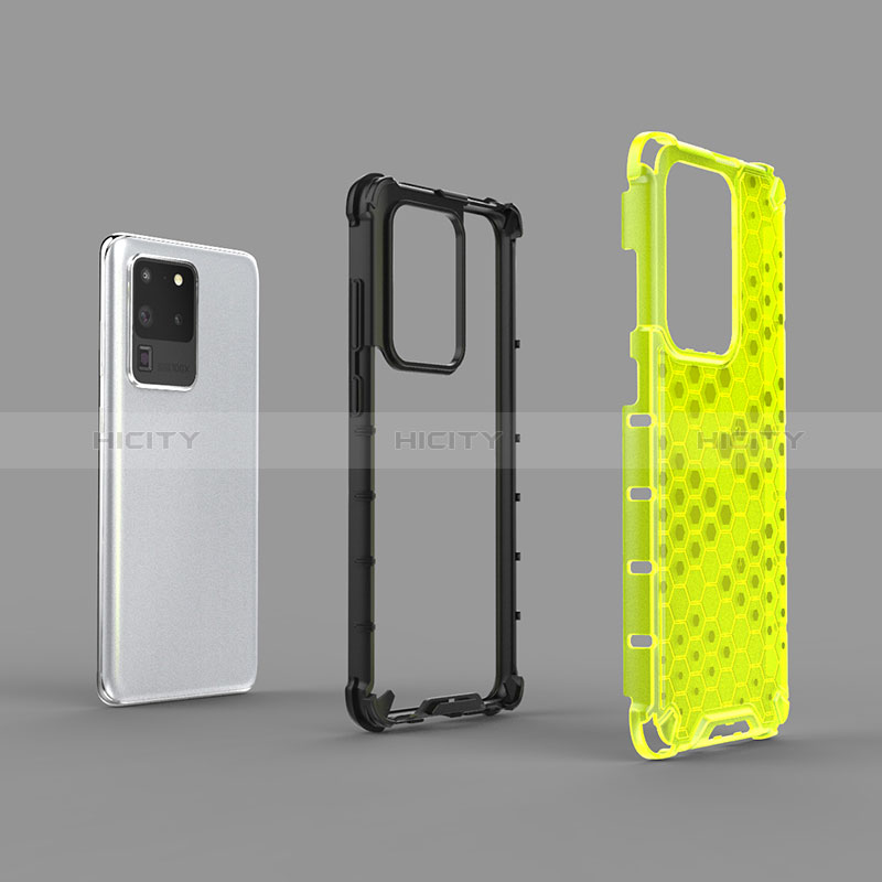 Silikon Schutzhülle Rahmen Tasche Hülle Durchsichtig Transparent 360 Grad Ganzkörper AM1 für Samsung Galaxy S20 Ultra 5G groß