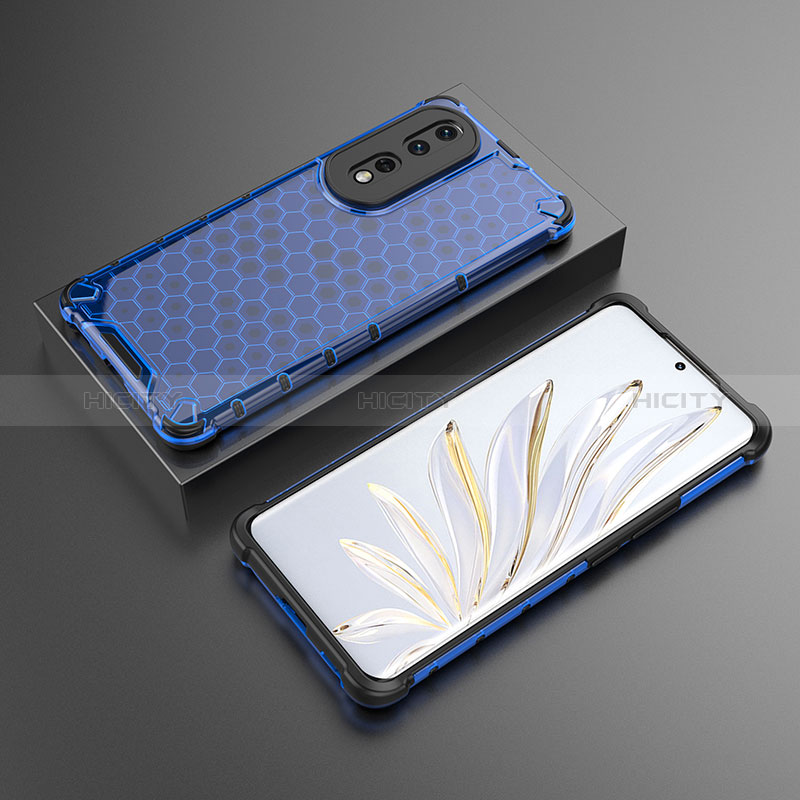 Silikon Schutzhülle Rahmen Tasche Hülle Durchsichtig Transparent 360 Grad Ganzkörper AM2 für Huawei Honor 80 Pro 5G Blau Plus