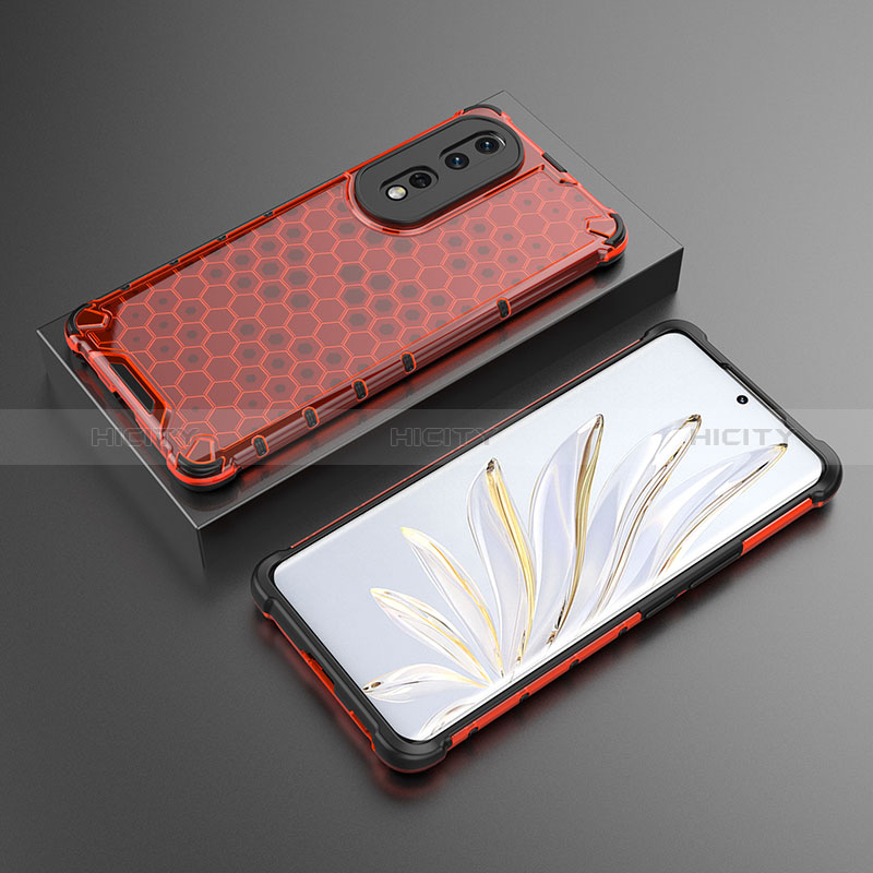 Silikon Schutzhülle Rahmen Tasche Hülle Durchsichtig Transparent 360 Grad Ganzkörper AM2 für Huawei Honor 80 Pro Flat 5G Rot Plus