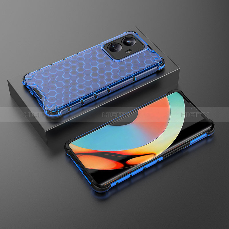 Silikon Schutzhülle Rahmen Tasche Hülle Durchsichtig Transparent 360 Grad Ganzkörper AM2 für Realme 10 Pro+ Plus 5G Blau Plus