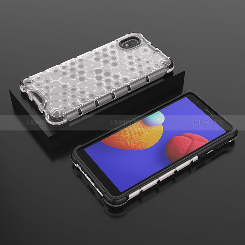Silikon Schutzhülle Rahmen Tasche Hülle Durchsichtig Transparent 360 Grad Ganzkörper AM2 für Samsung Galaxy A01 Core Weiß