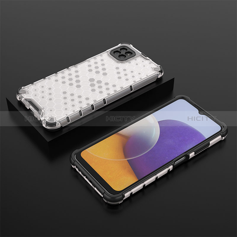 Silikon Schutzhülle Rahmen Tasche Hülle Durchsichtig Transparent 360 Grad Ganzkörper AM2 für Samsung Galaxy A22s 5G Weiß Plus