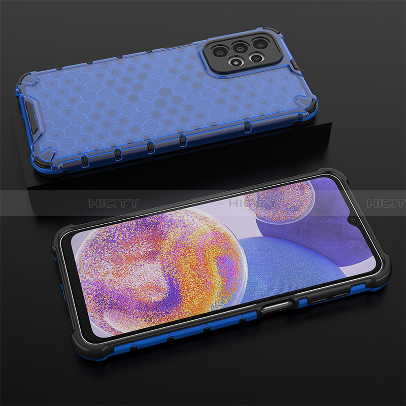 Silikon Schutzhülle Rahmen Tasche Hülle Durchsichtig Transparent 360 Grad Ganzkörper AM2 für Samsung Galaxy A23 4G Blau Plus
