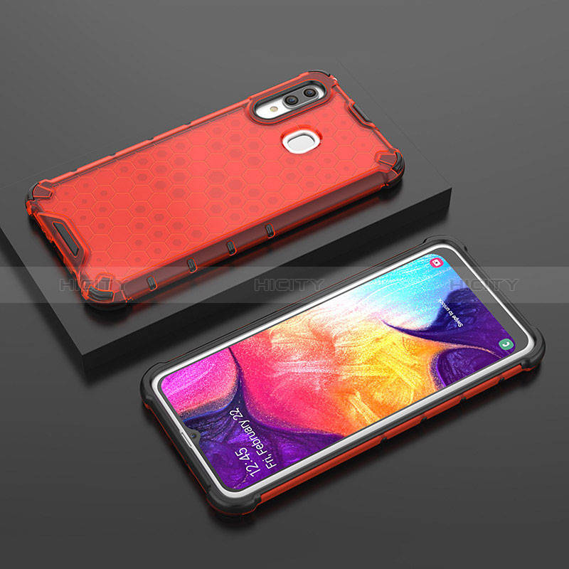 Silikon Schutzhülle Rahmen Tasche Hülle Durchsichtig Transparent 360 Grad Ganzkörper AM2 für Samsung Galaxy A30 Rot Plus