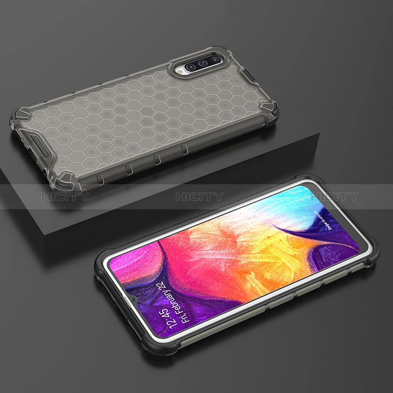 Silikon Schutzhülle Rahmen Tasche Hülle Durchsichtig Transparent 360 Grad Ganzkörper AM2 für Samsung Galaxy A30S Schwarz