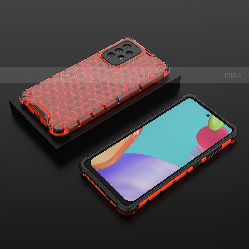 Silikon Schutzhülle Rahmen Tasche Hülle Durchsichtig Transparent 360 Grad Ganzkörper AM2 für Samsung Galaxy A52 4G Rot Plus