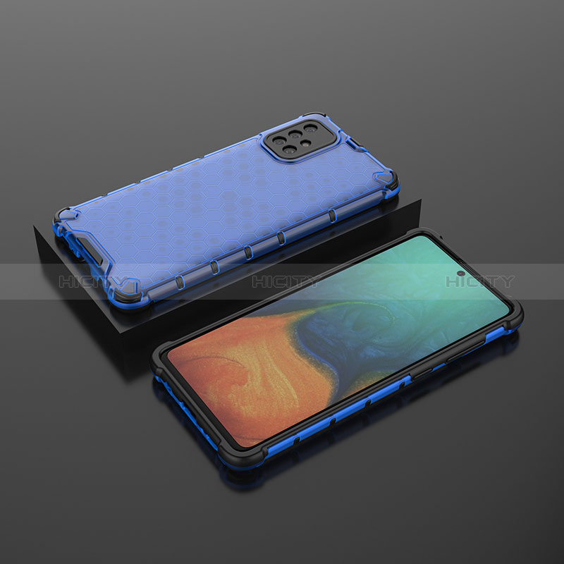 Silikon Schutzhülle Rahmen Tasche Hülle Durchsichtig Transparent 360 Grad Ganzkörper AM2 für Samsung Galaxy A71 4G A715 Blau Plus