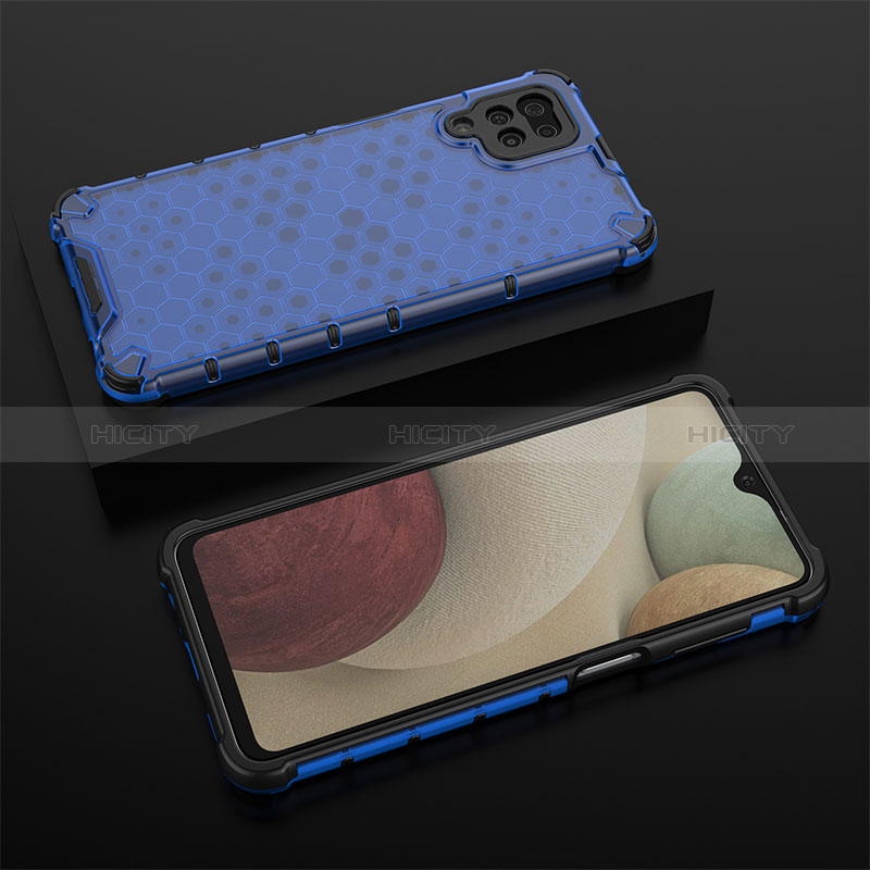 Silikon Schutzhülle Rahmen Tasche Hülle Durchsichtig Transparent 360 Grad Ganzkörper AM2 für Samsung Galaxy F12 Blau Plus