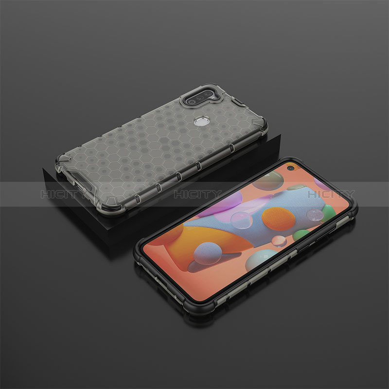 Silikon Schutzhülle Rahmen Tasche Hülle Durchsichtig Transparent 360 Grad Ganzkörper AM2 für Samsung Galaxy M11 Schwarz Plus