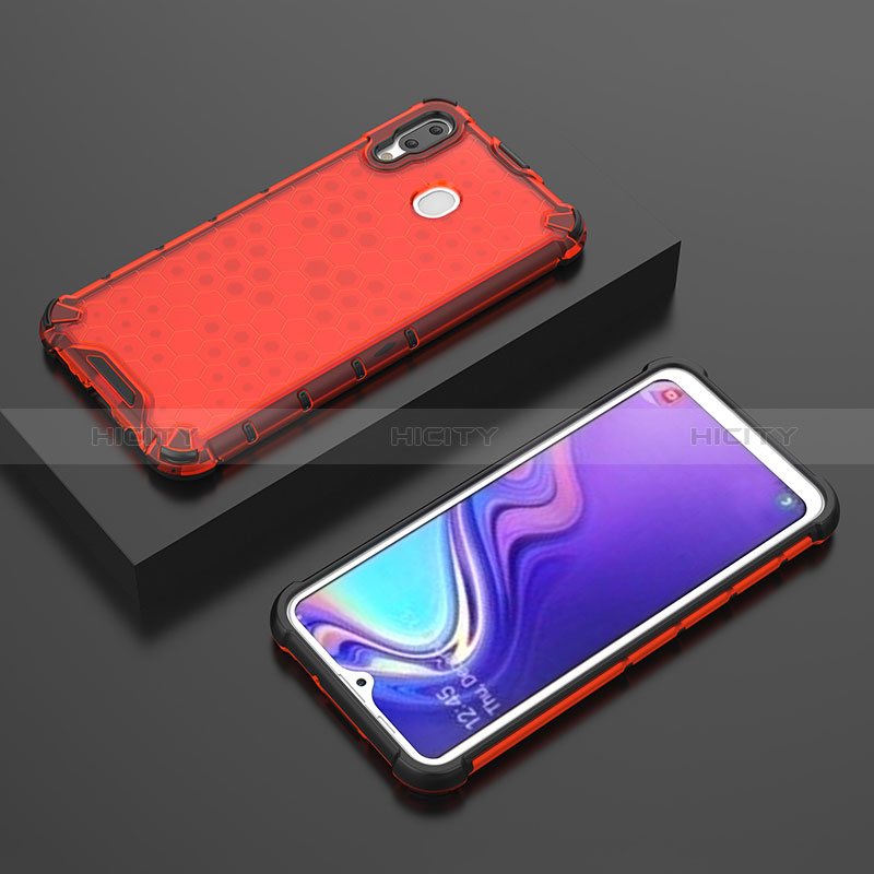 Silikon Schutzhülle Rahmen Tasche Hülle Durchsichtig Transparent 360 Grad Ganzkörper AM2 für Samsung Galaxy M20 Rot Plus