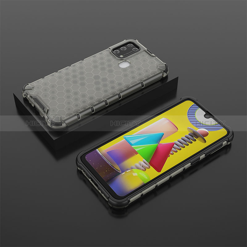 Silikon Schutzhülle Rahmen Tasche Hülle Durchsichtig Transparent 360 Grad Ganzkörper AM2 für Samsung Galaxy M31 Prime Edition Schwarz Plus