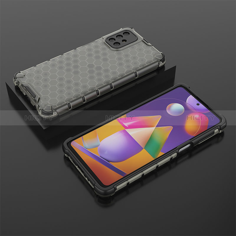 Silikon Schutzhülle Rahmen Tasche Hülle Durchsichtig Transparent 360 Grad Ganzkörper AM2 für Samsung Galaxy M31s Schwarz