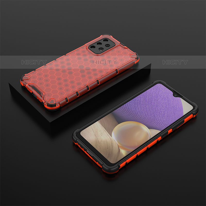 Silikon Schutzhülle Rahmen Tasche Hülle Durchsichtig Transparent 360 Grad Ganzkörper AM2 für Samsung Galaxy M32 5G Rot Plus