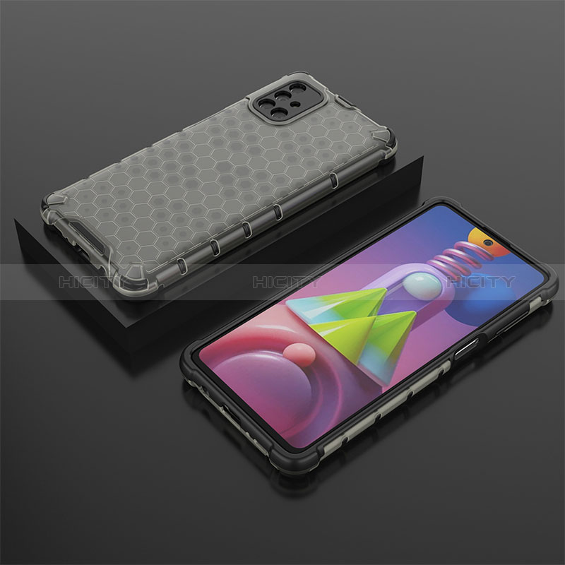 Silikon Schutzhülle Rahmen Tasche Hülle Durchsichtig Transparent 360 Grad Ganzkörper AM2 für Samsung Galaxy M51 Schwarz